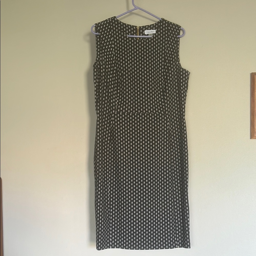 Calvin Klein Black and White Sleeveless Sheath Dress